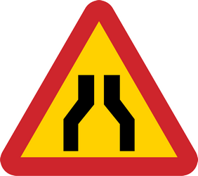 Yol daralması uyarısı.